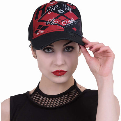 HARLEY QUINN - DIE CLOWN - Baseball Caps Distressed with Metal Clasp