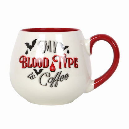MY BLOOD TYPE IS COFFEE - Taza Redonda Blanca