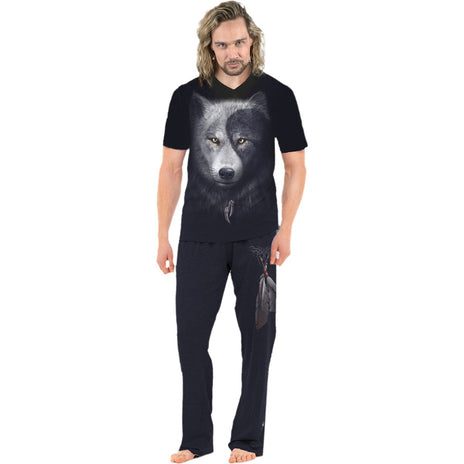 WOLF CHI - Conjunto de pijama gótico para hombre de 4 piezas