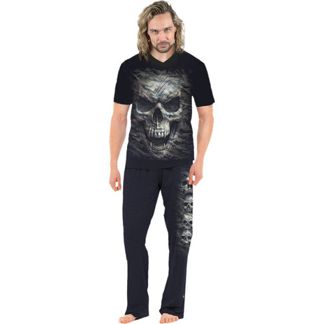 CAMO-SKULL - Conjunto de pijama gótico para hombre de 4 piezas