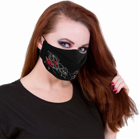 TRIBAL ROSE - Máscara Fashion de algodón de primera calidad con regulador