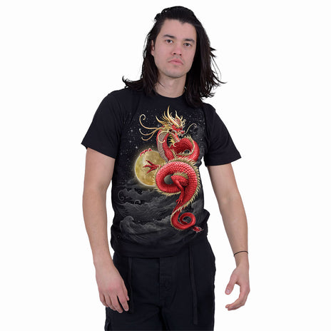 SHENLONG - Camiseta con estampado frontal Negro