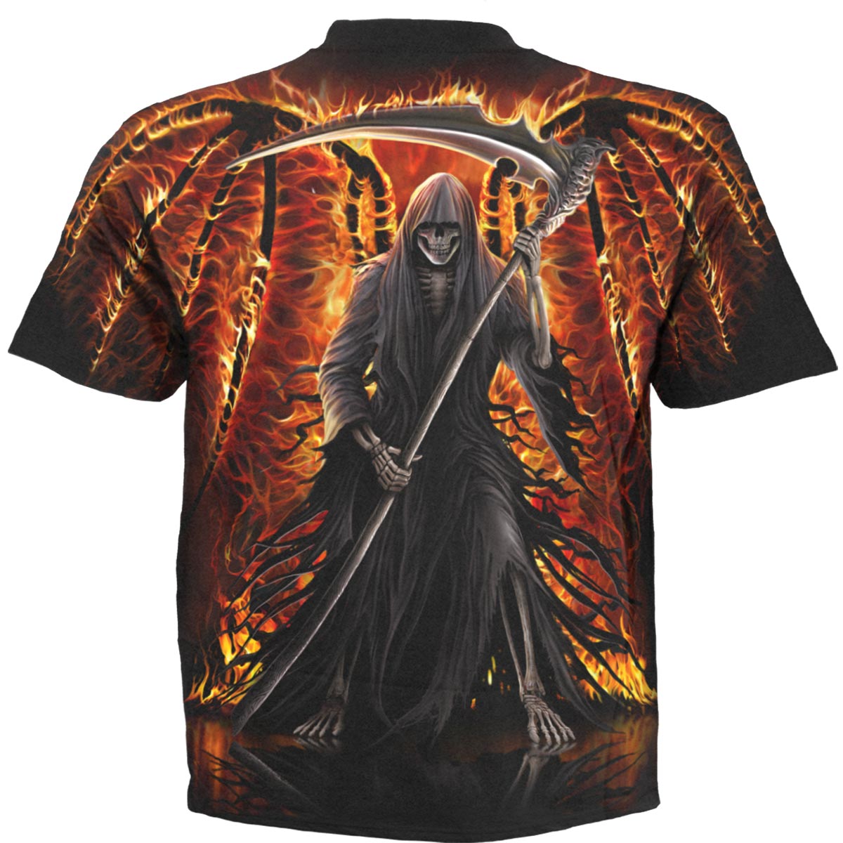 FLAMING DEATH - Camiseta Allover Negra